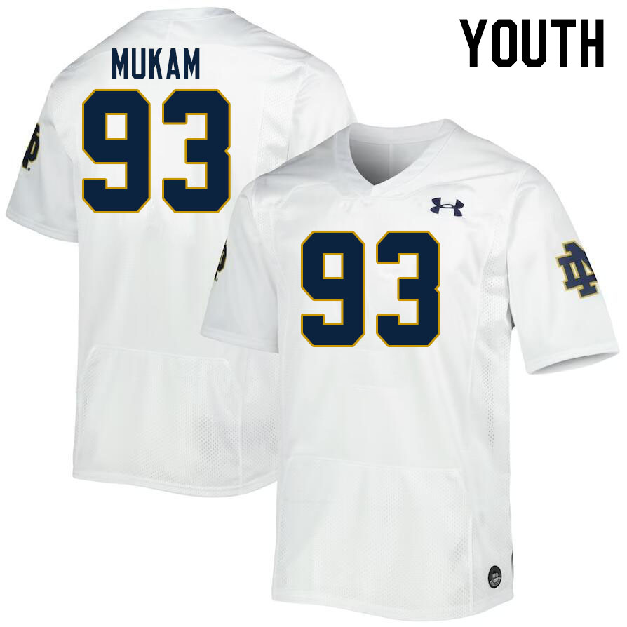 Youth #93 Armel Mukam Notre Dame Fighting Irish College Football Jerseys Stitched Sale-White
